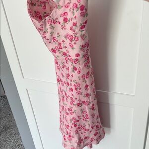 Floral Pink Dress with Lace Up Back